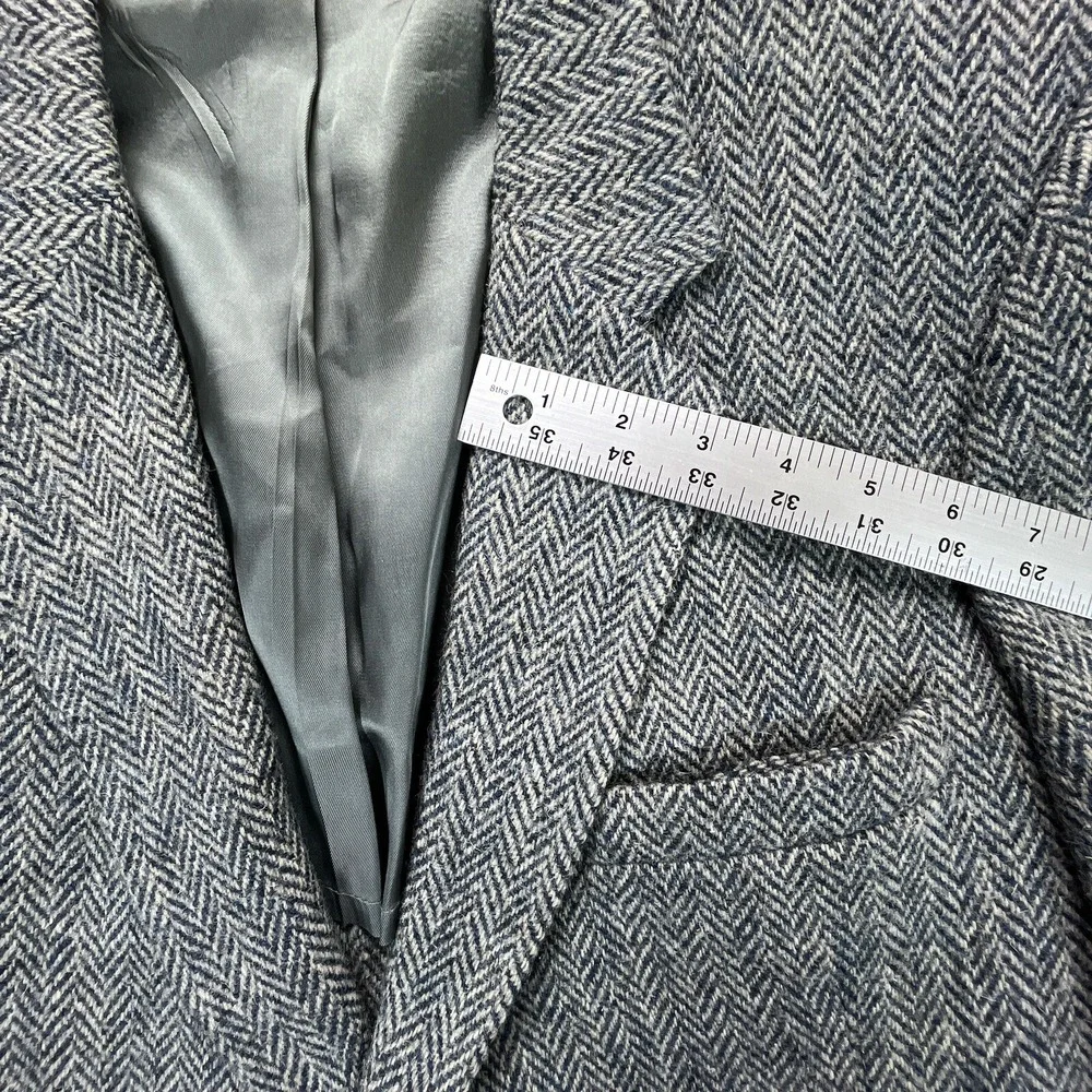 Vintage Harris Tweed Blazer Mens 42R Gray Herringbone Sport Coat Jacket Stafford